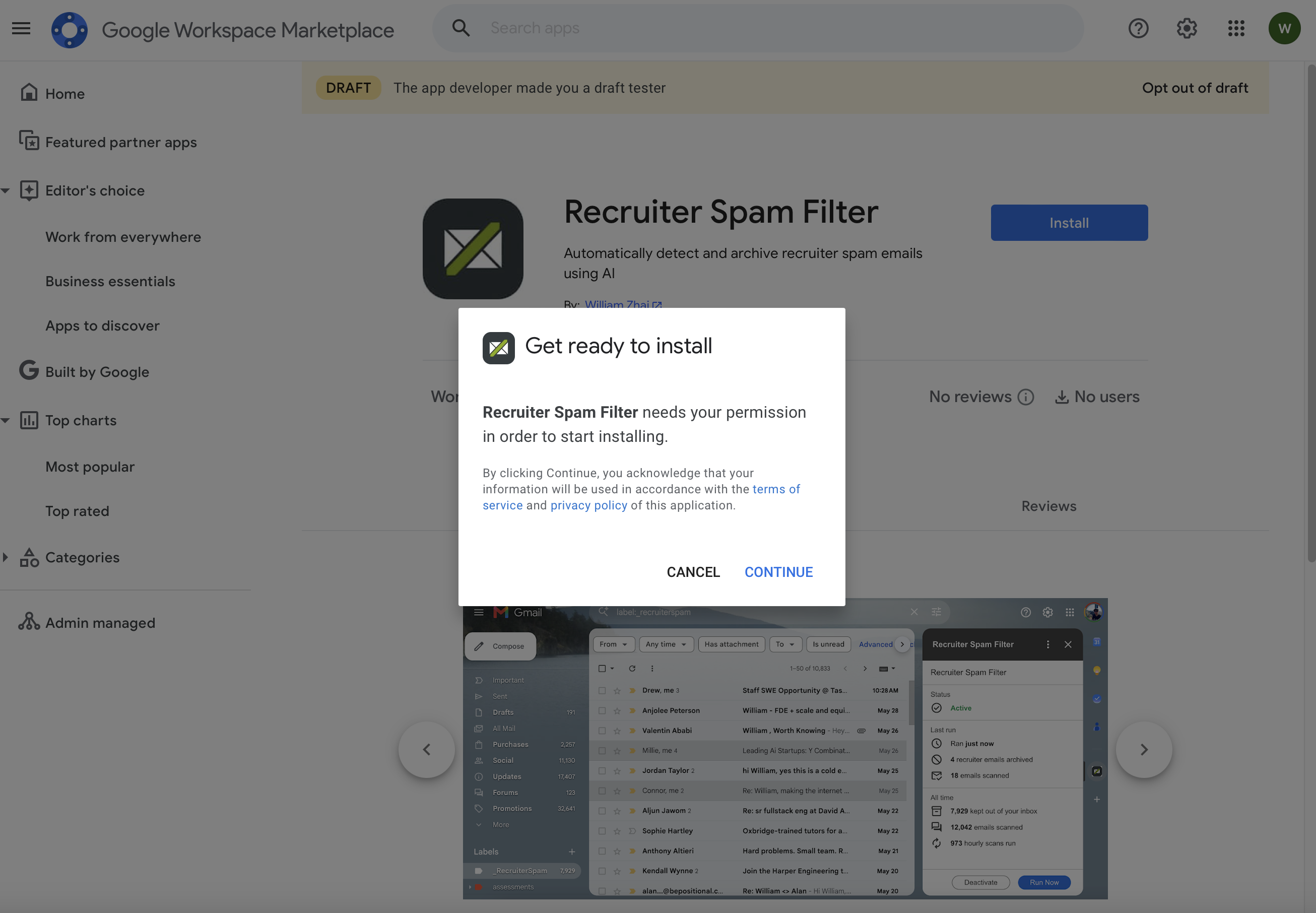 Get ready to install dialog